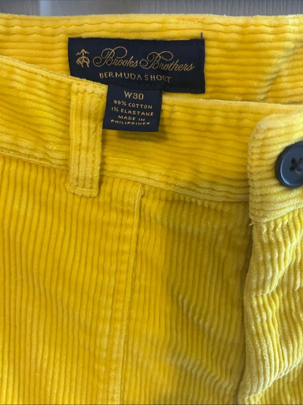 Brooks Brothers Yellow Corduroy Flat-Front Men's Shorts